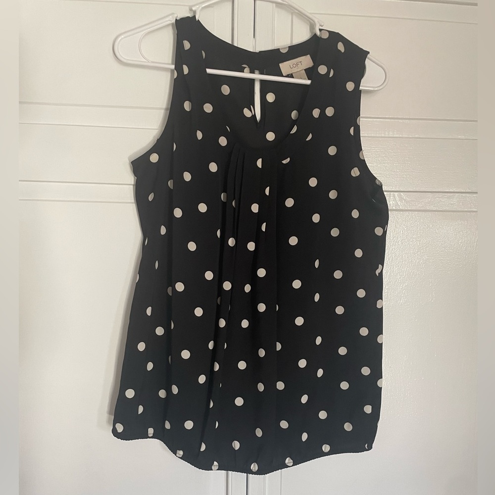 Loft black polka dot sleeveless top
